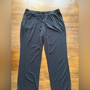 New Directions Size L Black Lightweight Wide Leg Stretch Pull On Pants Women's